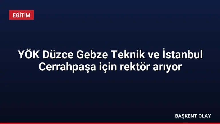 YÖK Düzce Gebze Teknik ve İstanbul Cerrahpaşa için rektör arıyor