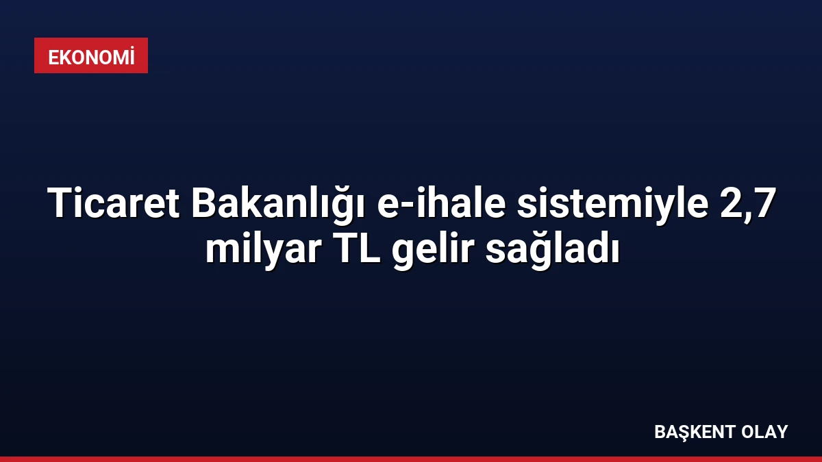 Ticaret Bakanlığı e-ihale sistemiyle 2,7 milyar TL gelir sağladı