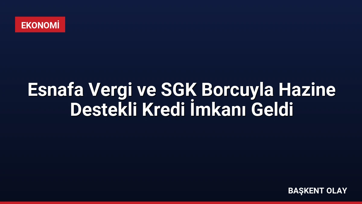 Esnafa Vergi ve SGK Borcuyla Hazine Destekli Kredi İmkanı Geldi