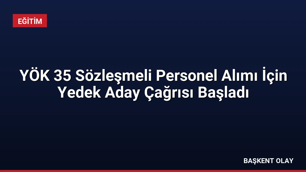 YÖK 35 Sözleşmeli Personel Alımı İçin Yedek Aday Çağrısı Başladı