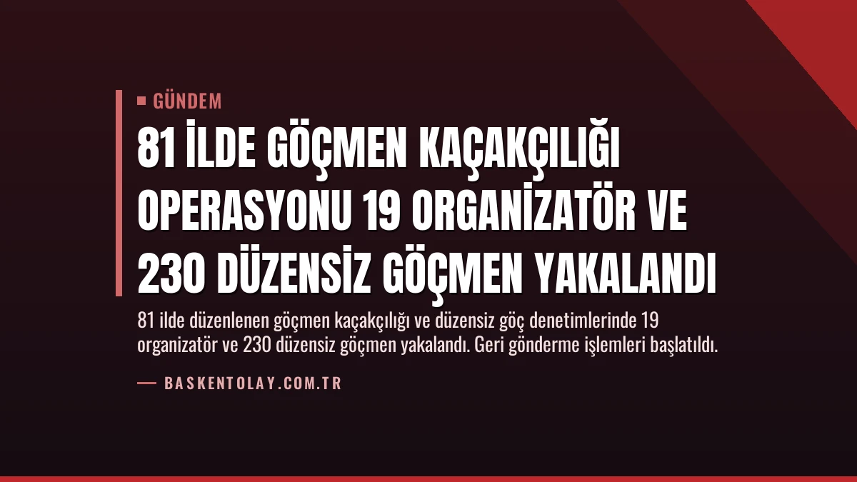 81 İlde Göçmen Kaçakçılığı Operasyonu 19 Organizatör ve 230 Düzensiz Göçmen Yakalandı