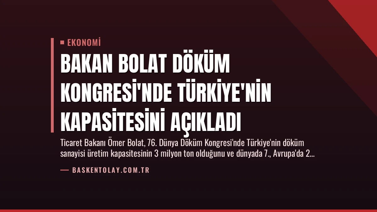 Bakan Bolat Döküm Kongresi’nde Türkiye’nin Kapasitesini Açıkladı