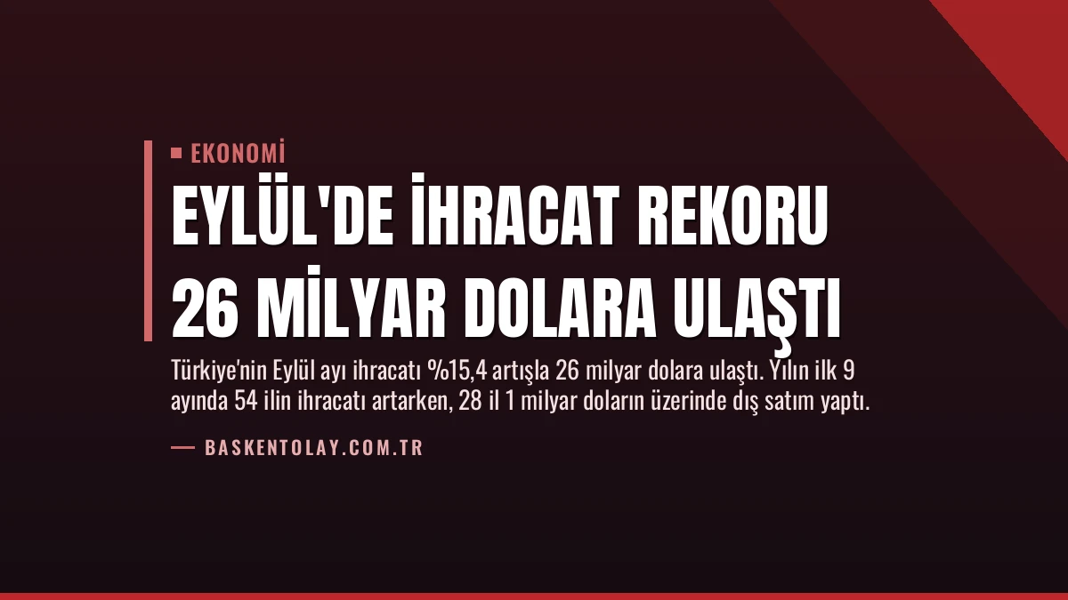 Eylül’de İhracat Rekoru 26 Milyar Dolara Ulaştı