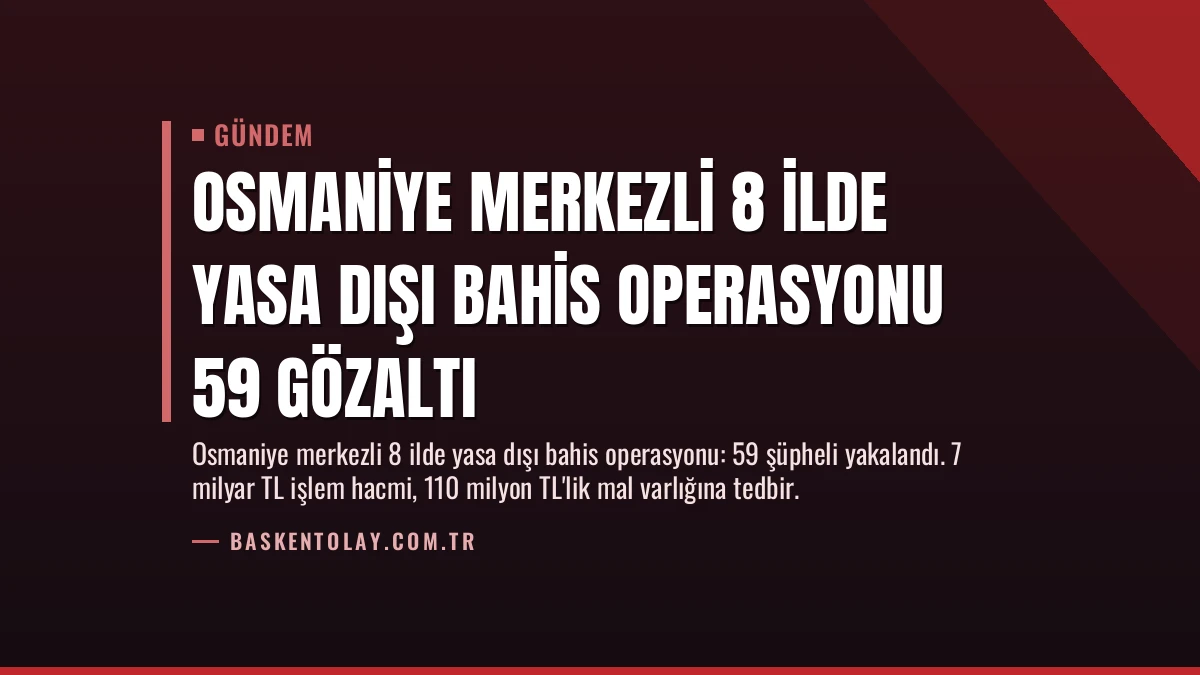 Osmaniye Merkezli 8 İlde Yasa Dışı Bahis Operasyonu 59 Gözaltı